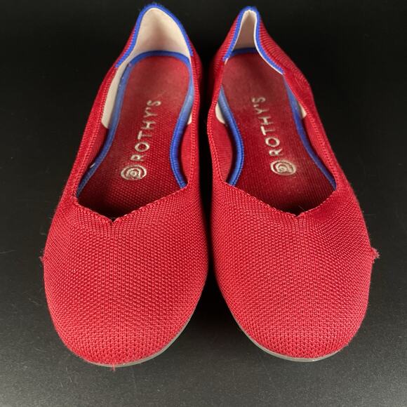 Rothys The Flat Women’s Size 7.5 Red Knit Slip On Loafers Casual Comfort Shoes - Picture 1 of 9